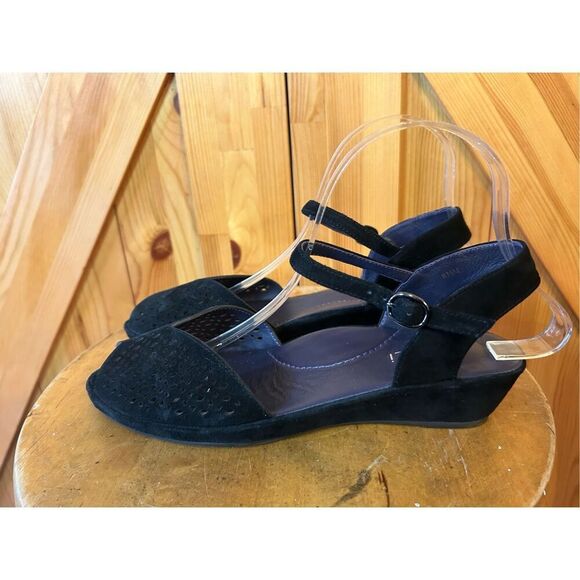 Vaneli 'Darlene' in black suede A perforated vamp and slim ankle strap size 8.5 - Picture 3 of 8